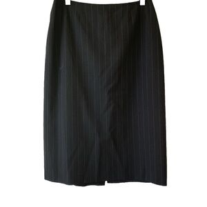 Vintage Max Mara Wool Blend Striped Black Pencil Midi Skirt Size US4